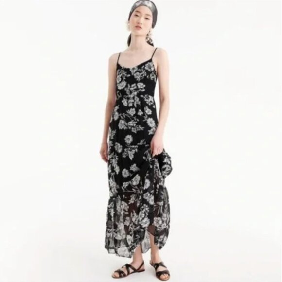 J. Crew Black & White Floral Maxi Dress - Picture 1 of 6